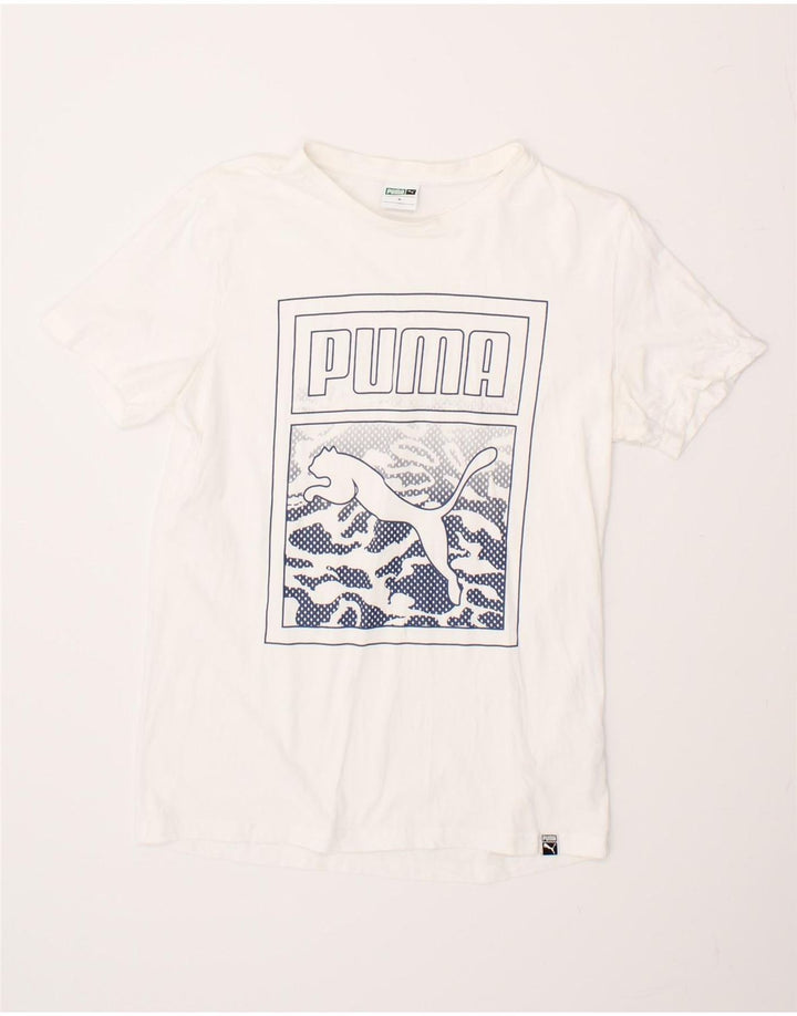 PUMA Mens Graphic T-Shirt Top Medium White Cotton Vintage Puma and Second-Hand Puma from Messina Hembry 