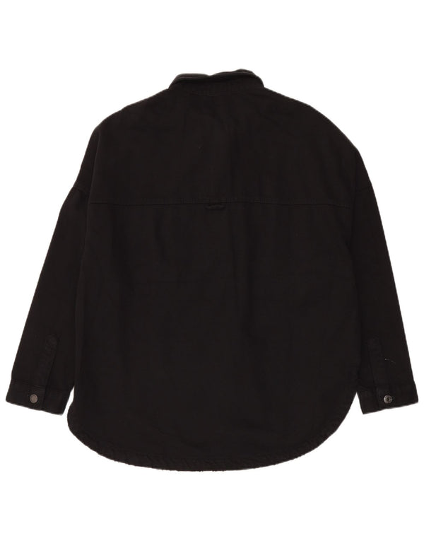 Cămașă supradimensionată pentru femei Zara din denim UK 10 mic bumbac negru