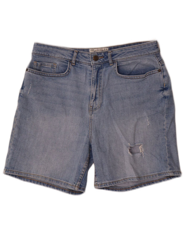 Pantaloni scurți din denim învechit pentru femei Fat Face UK 12 Medium W30 Bumbac albastru