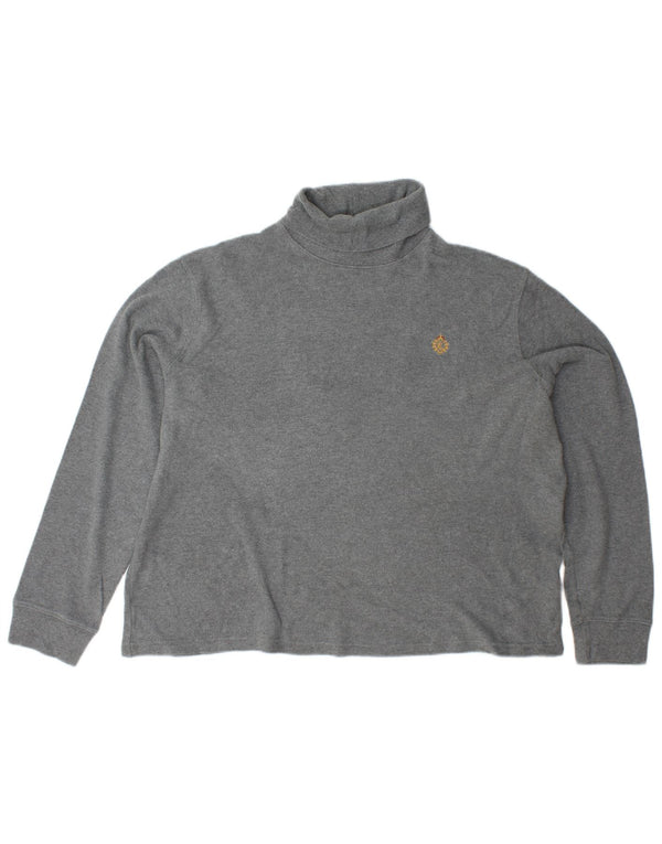 RALPH LAUREN Pulover cu gât rulat pentru femei UK 18 XL bumbac gri