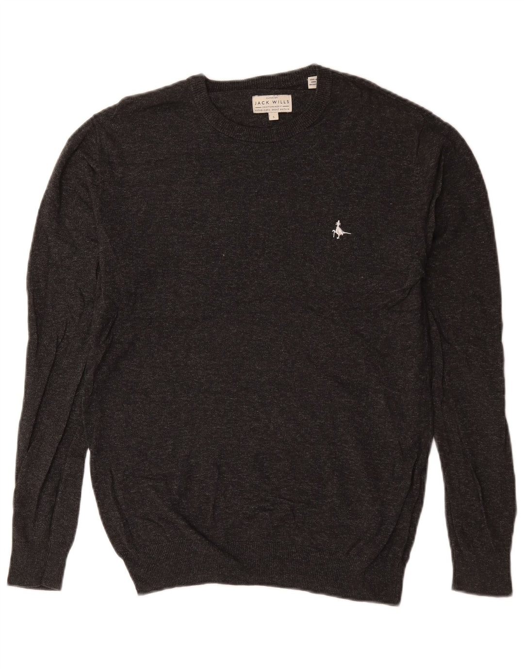 Pulover Jack Wills pentru bărbați cu gât roșu, bumbac mic, gri