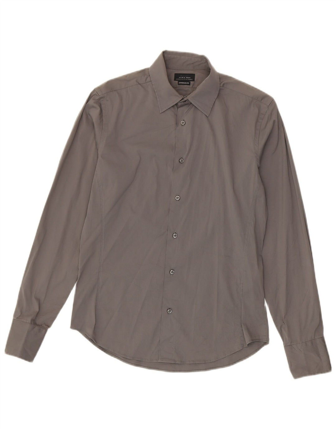 Cămașă pentru bărbați Zara Super Slim Fit, bumbac gri mediu
