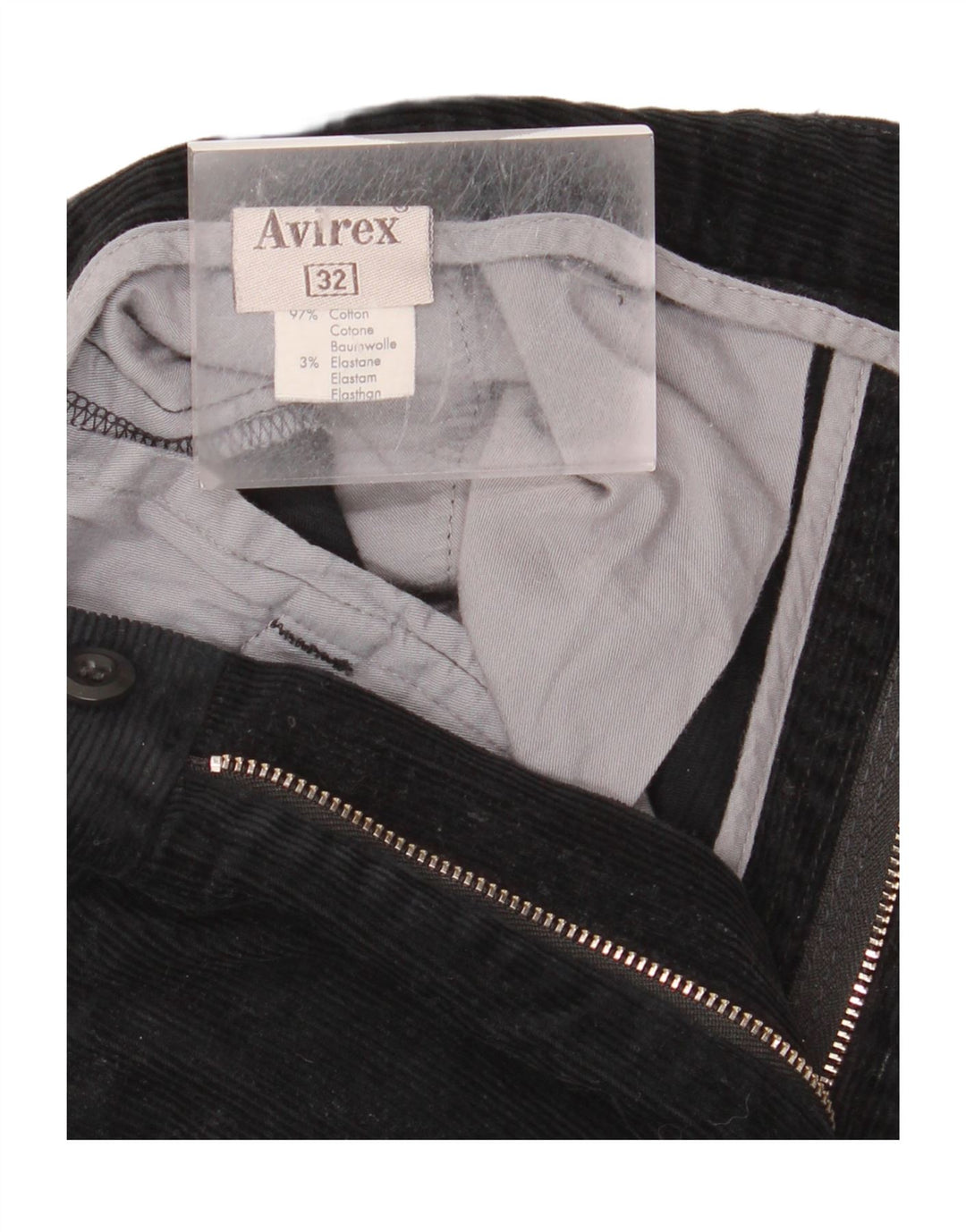 AVIREX Pantaloni drepti din velur pentru bărbați W32 L26 bumbac negru