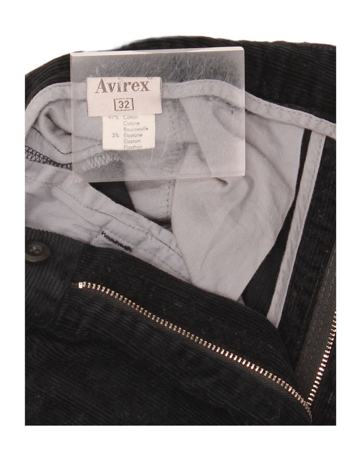 AVIREX Pantaloni drepti din velur pentru bărbați W32 L26 bumbac negru