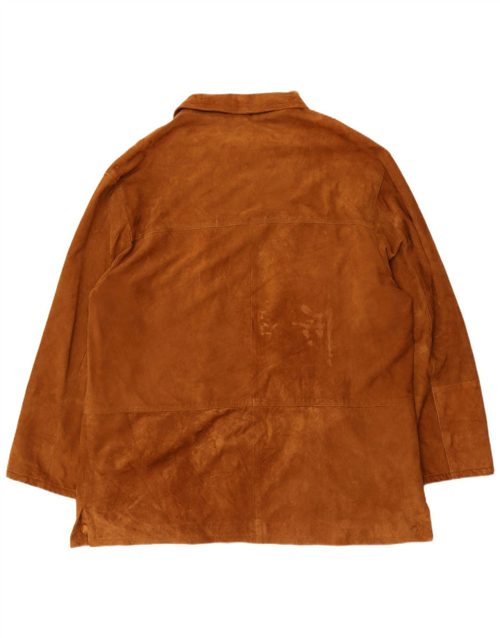 Jachetă vintage pentru bărbați din piele intoarsa Mărimea 62 4XL din piele maro