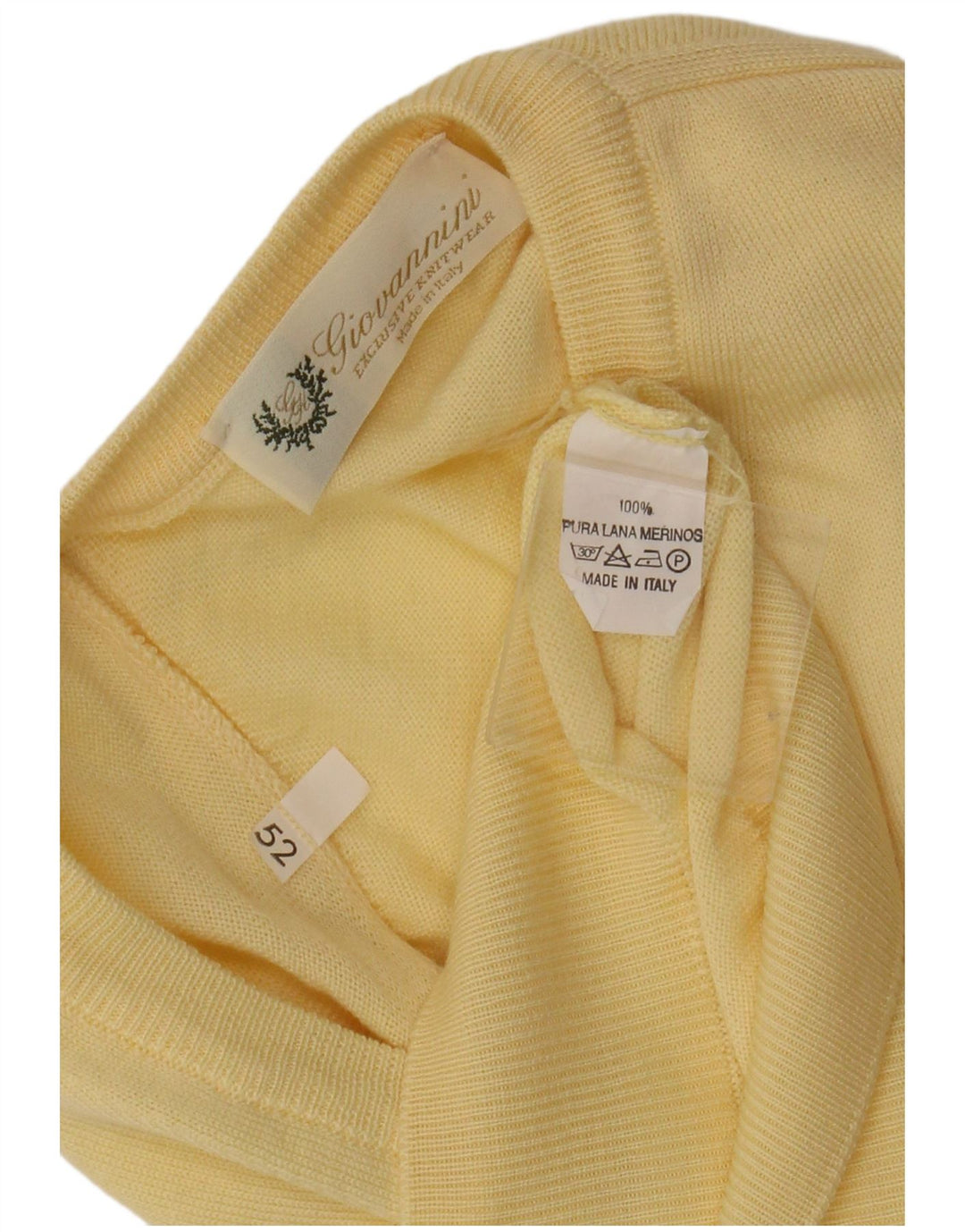 Vintage Mens Vest Tank Top IT 52 Mare Lână Merinos Galben