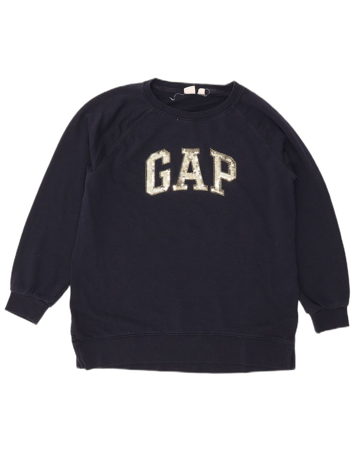 Gap Pulover supradimensionat cu grafic pentru femei UK 10 Bumbac bleumarin mic