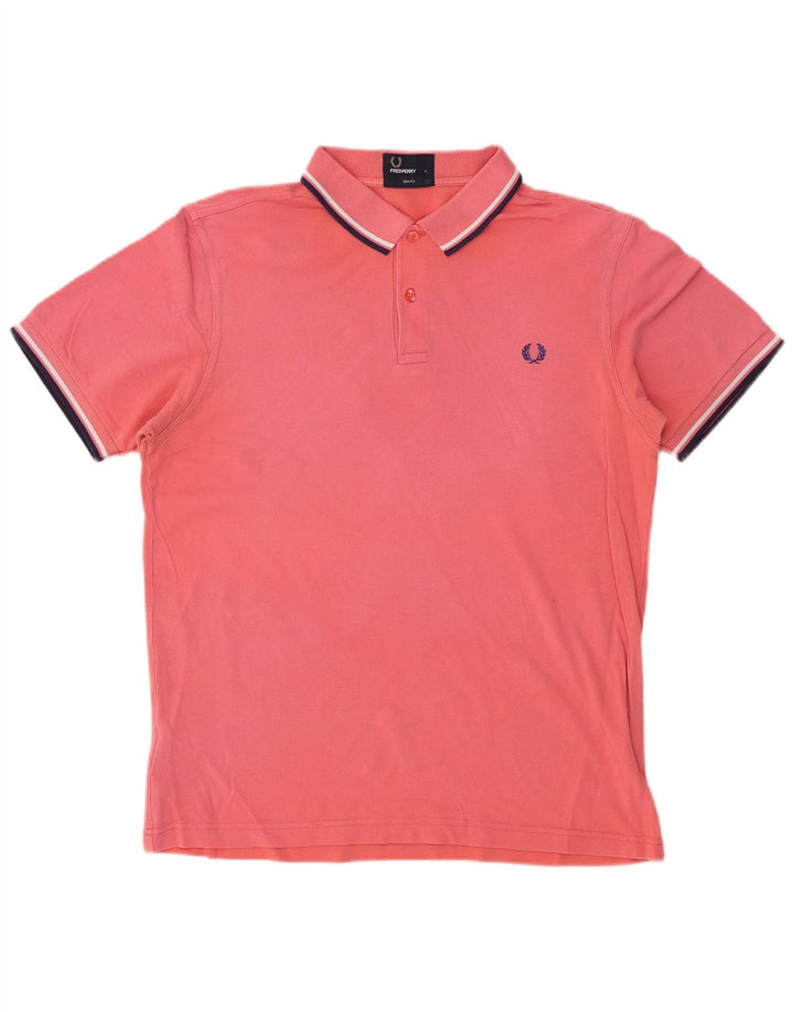 Cămașă polo pentru bărbați Fred Perry, slim, bumbac, roz mare
