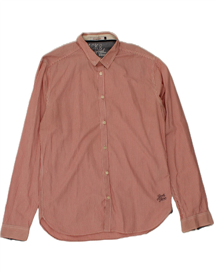JACK & JONES Mens Shirt XL Red Pinstripe Cotton Vintage Jack & Jones and Second-Hand Jack & Jones from Messina Hembry 