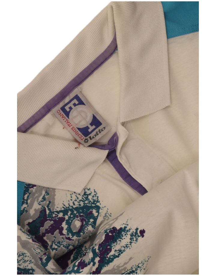 Tricou polo grafic pentru bărbați Lotto, mare, alb, bloc de culoare