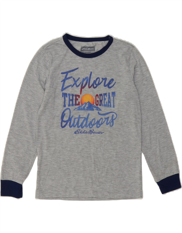 EDDIE BAUER Boys Outdoor Graphic Top Long Sleeve 7-8 Years Small Grey Vintage Eddie Bauer and Second-Hand Eddie Bauer from Messina Hembry 