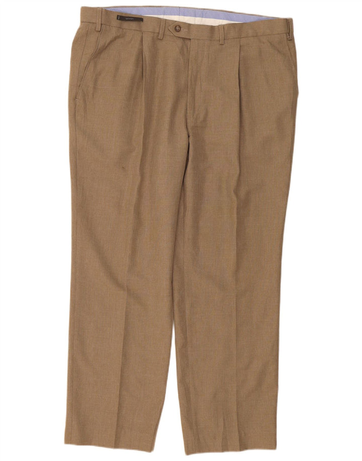 Pantaloni de costum pentru bărbați Marks & Spencer L40 L29 poliester bej