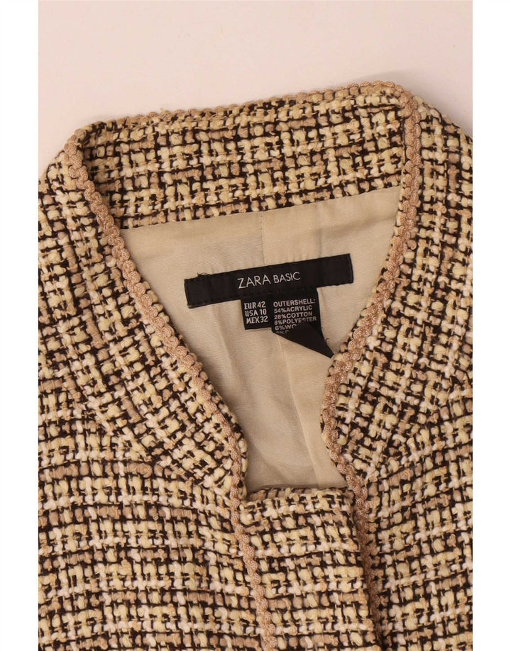 Jachetă Blazer Femei Zara EU 42 Lung Bej Check Acrylic