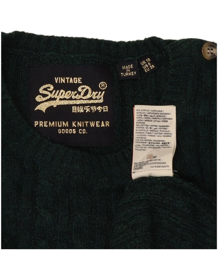 Pulover de damă SUPERDRY cu gât barcă UK 10 Acrilic verde mic