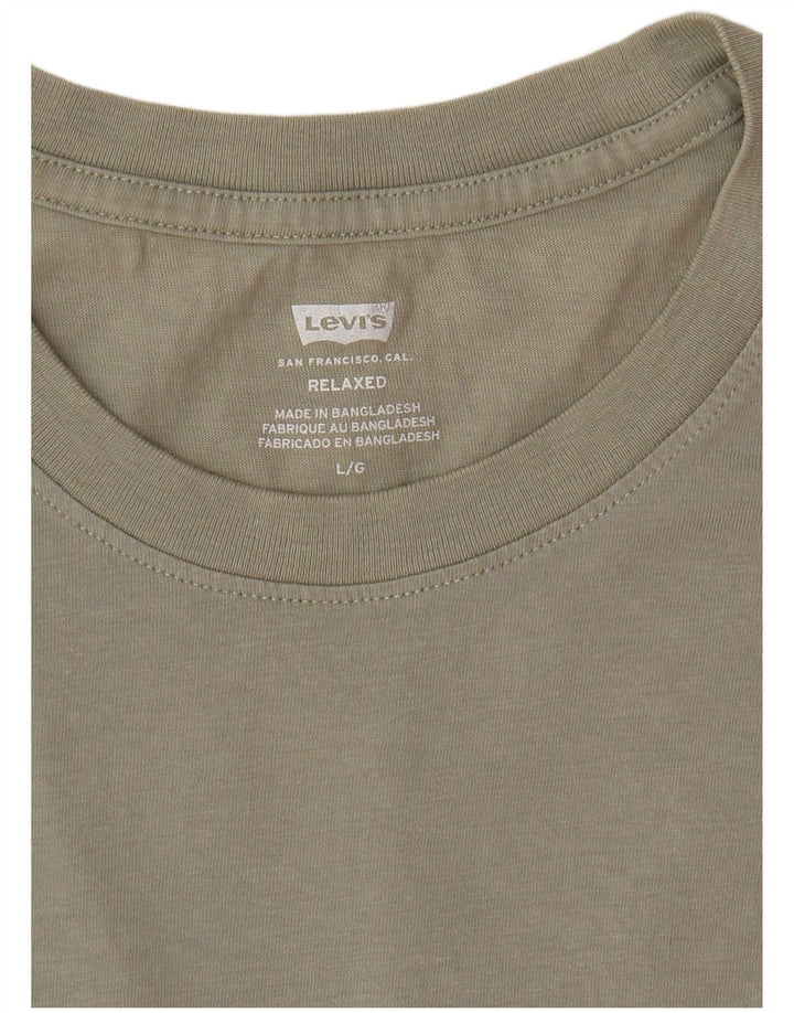 LEVI'S Mens Relaxed Graphic T-Shirt Top Large Khaki Cotton