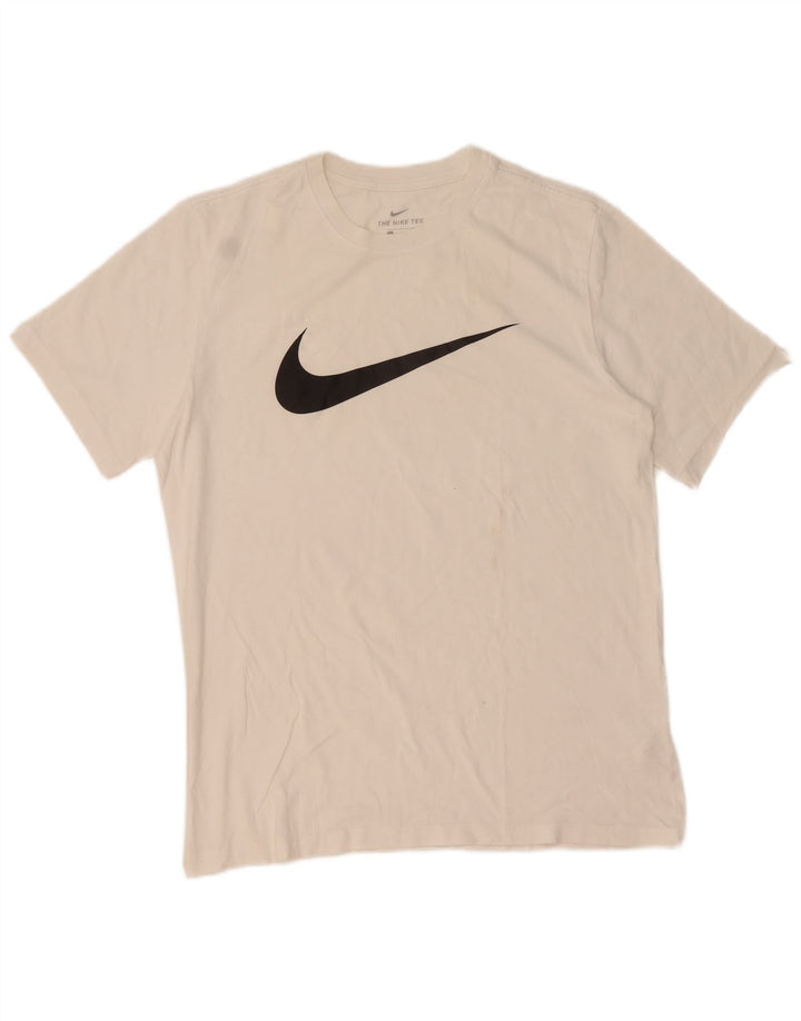 Tricou grafic Nike pentru bărbați Top mediu din bumbac alb