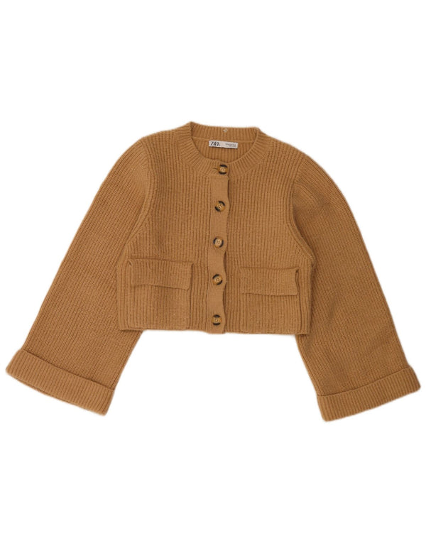Pulover cardigan pentru femei Zara UK 12 Medium Bej