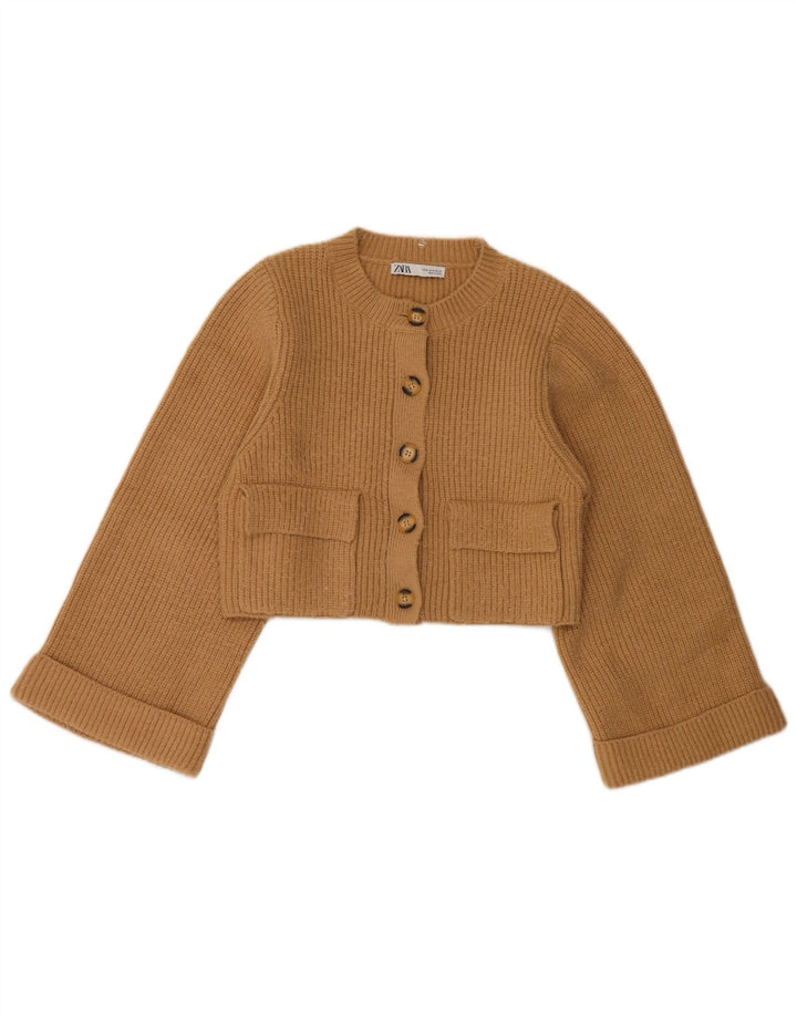 Pulover cardigan pentru femei Zara UK 12 Medium Bej