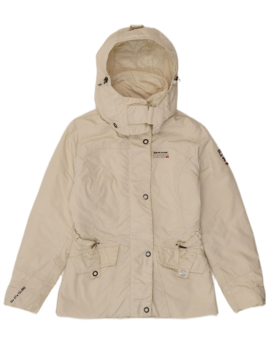 Jachetă de vânt cu glugă pentru femei CAPE HORN UK 14 Medium Off White