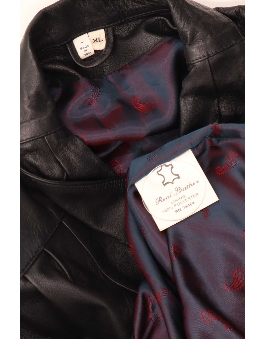 Palton din piele vintage pentru femei UK 18 XL negru