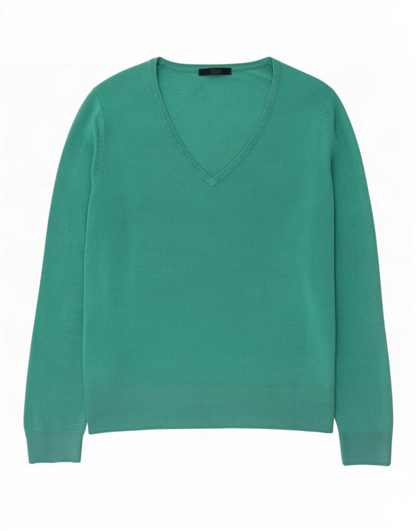 Pulover cu decolteu în V pentru femei Marks & Spencer UK 12 Acrilic verde mediu