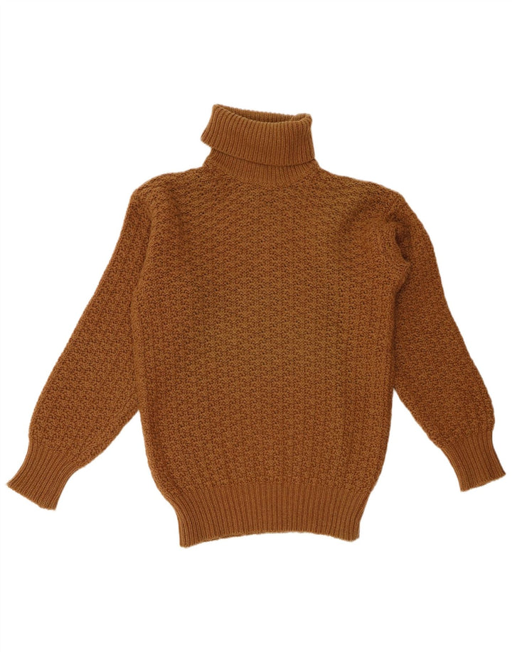 BENETTON Pulover cu gât rulat pentru femei UK 12 Lână maro medie