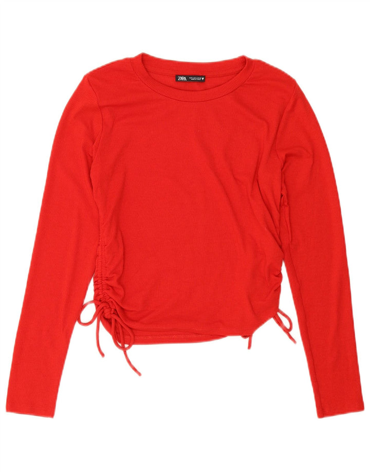 Crop Top pentru femei Zara cu mânecă lungă UK 14 mare roșu
