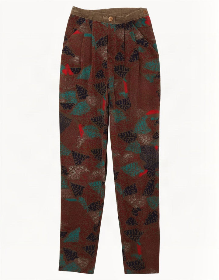 Pantaloni casual de damă vintage cu model abstract IT 44 Medium W26 L34 Maro