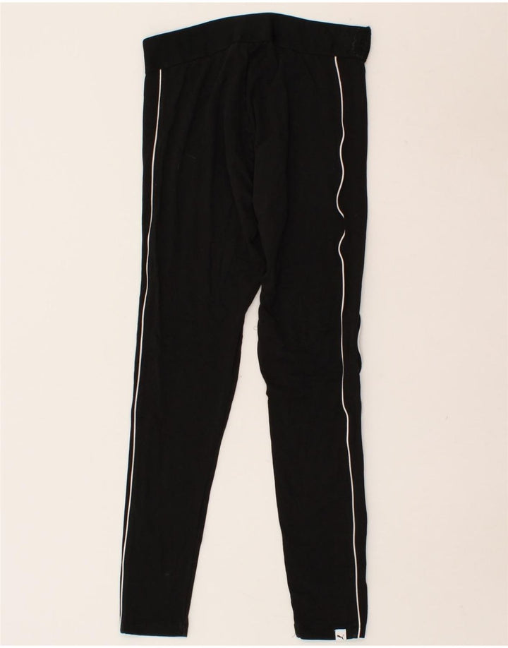 PUMA Womens Leggings UK 16 Large Black Striped Cotton Vintage Puma and Second-Hand Puma from Messina Hembry 