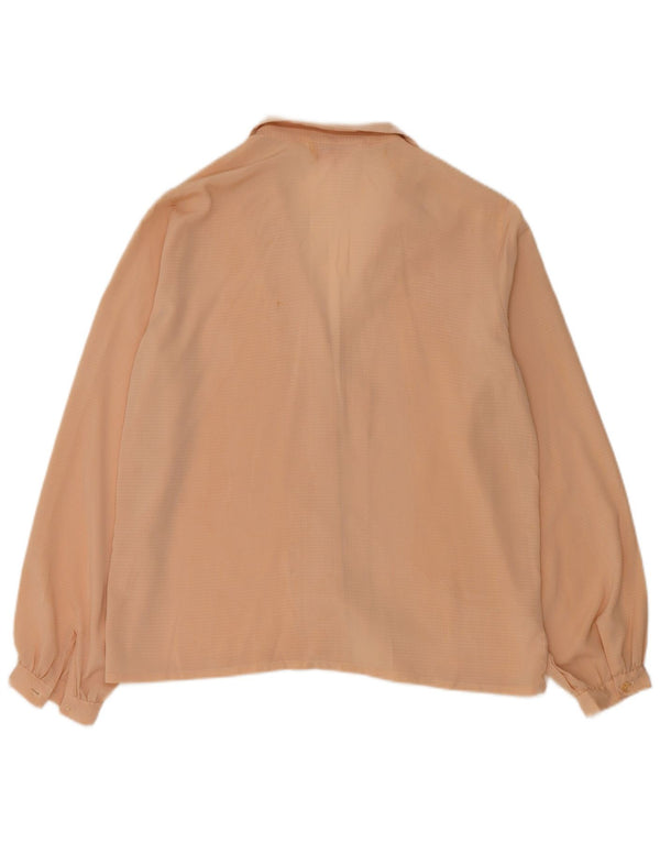 Bluză cămașă vintage pentru femei UK 14 Medium Bej cu pete