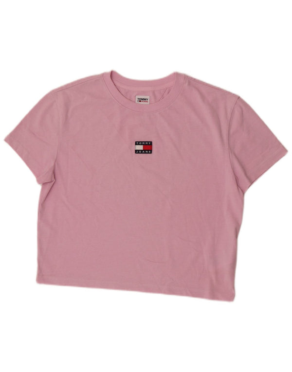 Tricou crop pentru femei Tommy Hilfiger Top UK 14 Bumbac roz mediu