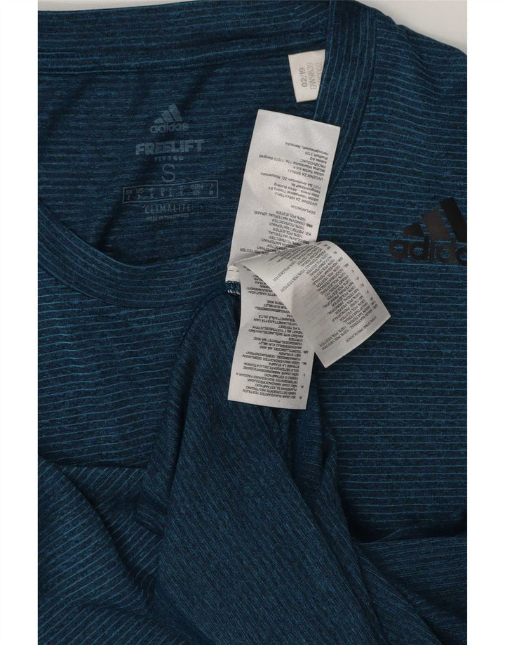 Tricou pentru bărbați Adidas Climalite Top mic, bleumarin, poliester cu dungi