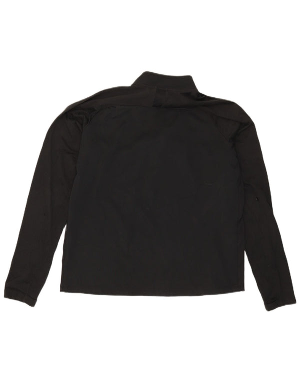 Top de trening pentru bărbați Dri Fit, cu fermoar și gât, din poliester negru
