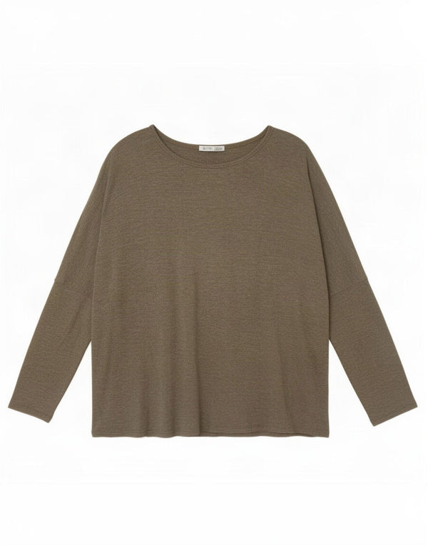 Top supradimensionat pentru femei Zara cu mânecă lungă UK 10 Small Khaki