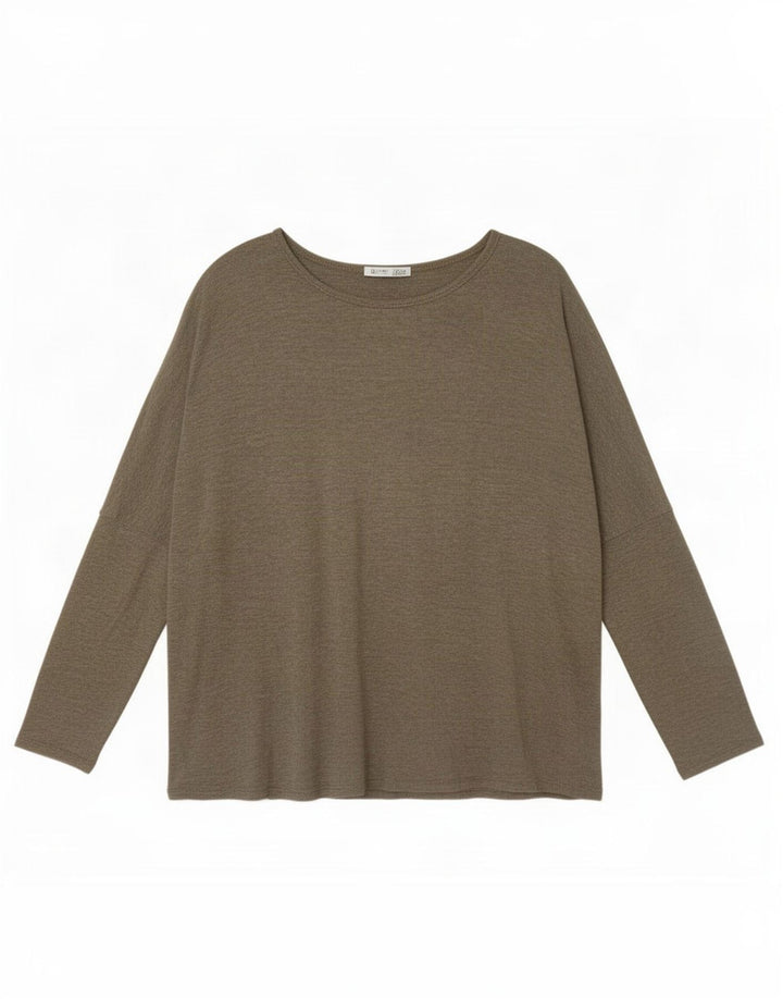 Top supradimensionat pentru femei Zara cu mânecă lungă UK 10 Small Khaki