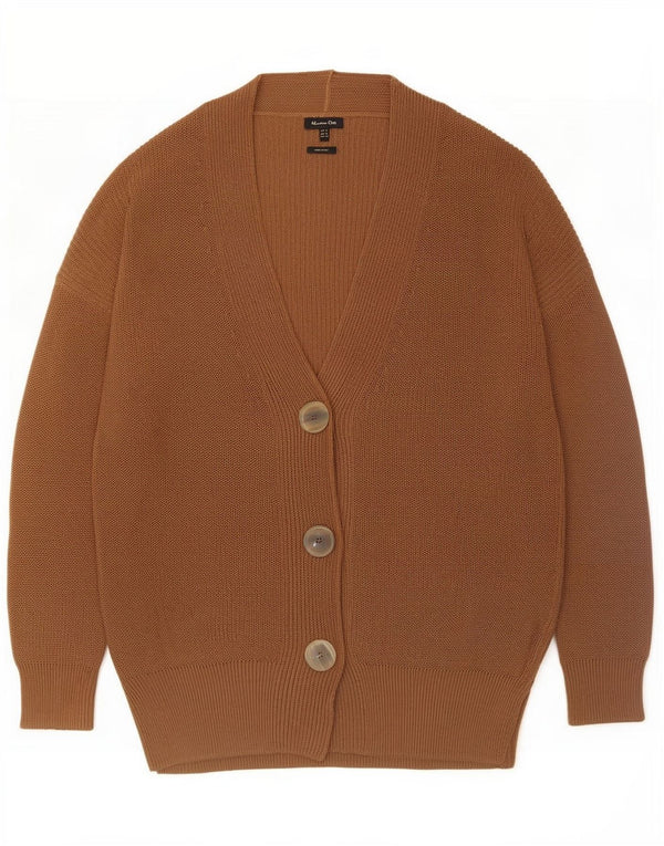 Pulover cardigan cu paragate Massimo Dutti pentru femei UK 14 Poliester maro mediu