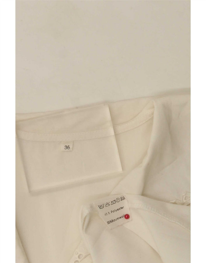 Bluză de damă vintage cămașă EU 36 Poliester Floral Alb Mic