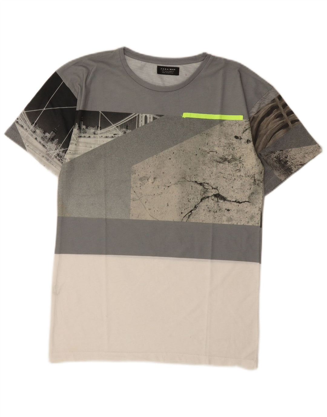 Tricou grafic pentru bărbați Zara Top mic gri Colorblock