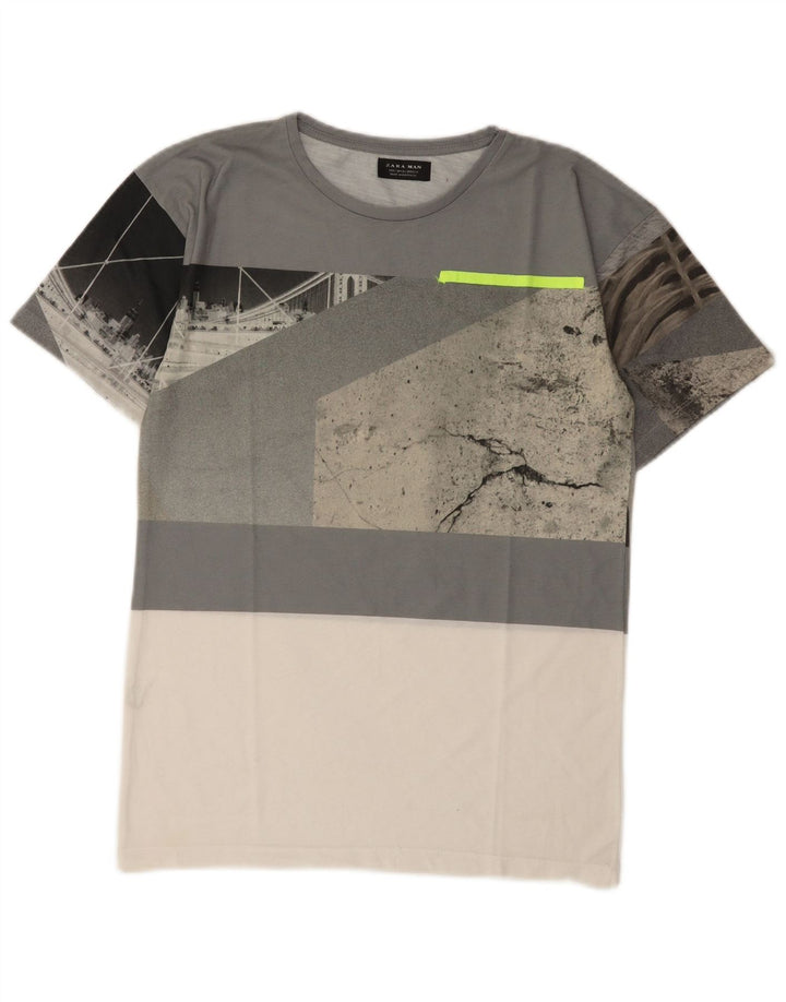 Tricou grafic pentru bărbați Zara Top mic gri Colorblock