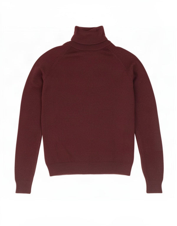 Pulover pentru femei Zara cu gât rulat, UK 8, bumbac burgundă mic