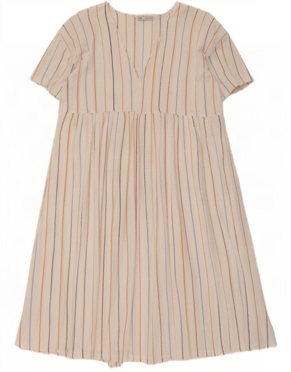 Rochie de linie A pentru femei Zara UK 16 Poliester cu dungi albe mari