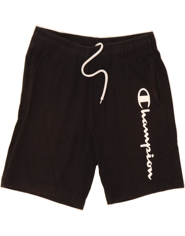 CHAMPION Mens Graphic Sport Shorts Medium  Black Cotton Vintage Champion and Second-Hand Champion from Messina Hembry 