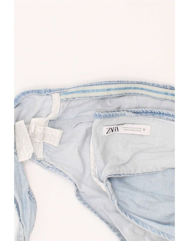 Crop top din denim pentru femei Zara, bumbac albastru mediu