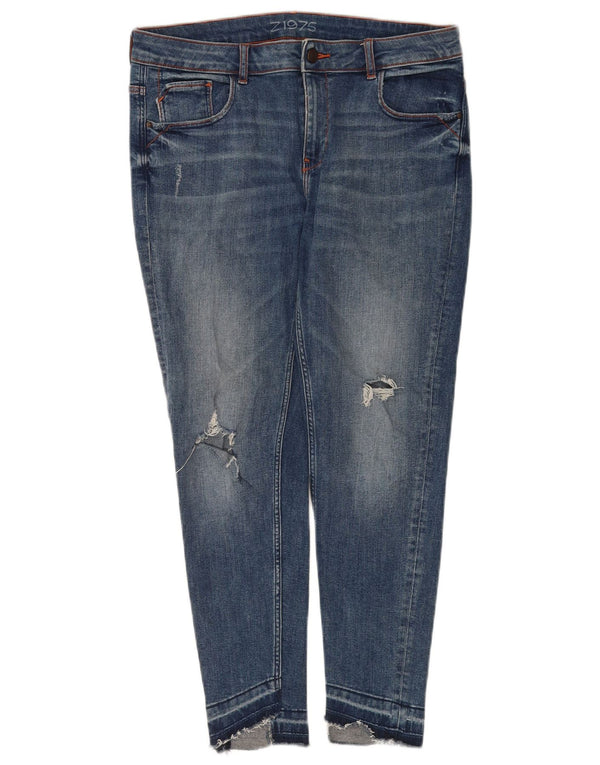 Blugi skinny distressed pentru femei Zara EU 42 Large W32 L26 Blue Bumbac