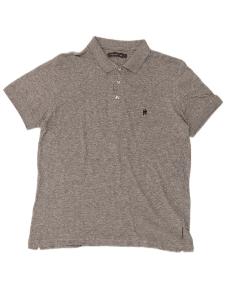Tricou polo pentru bărbați French Connection, mare, gri, bumbac cu pete