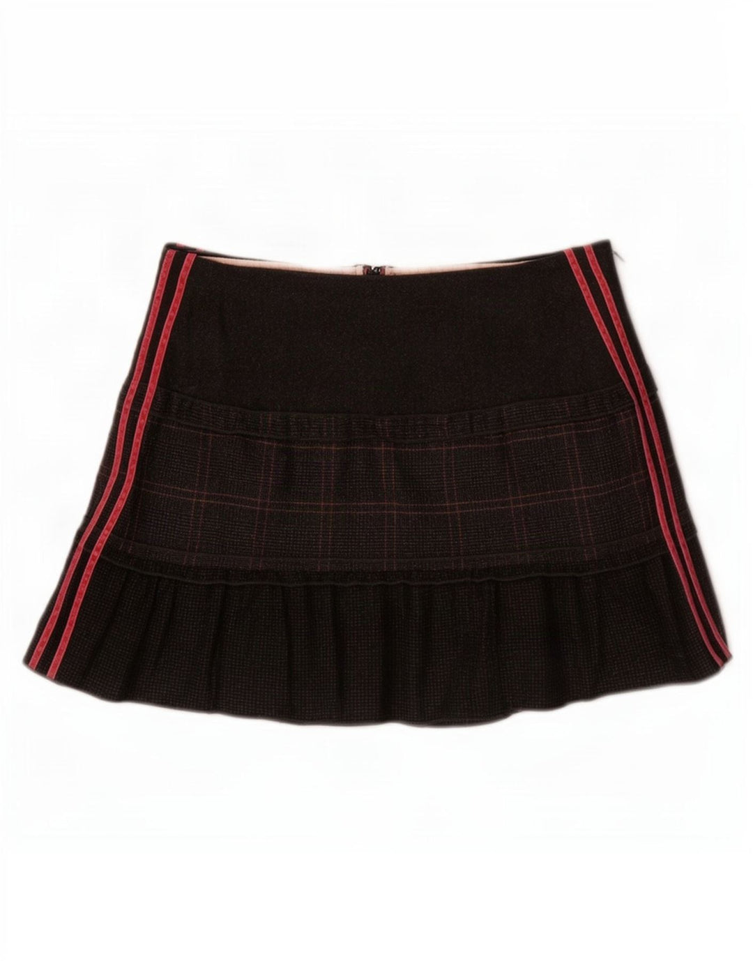 Fusta mini pentru femei Benetton IT 44 Medium W30 Lână virgină cu carouri gri
