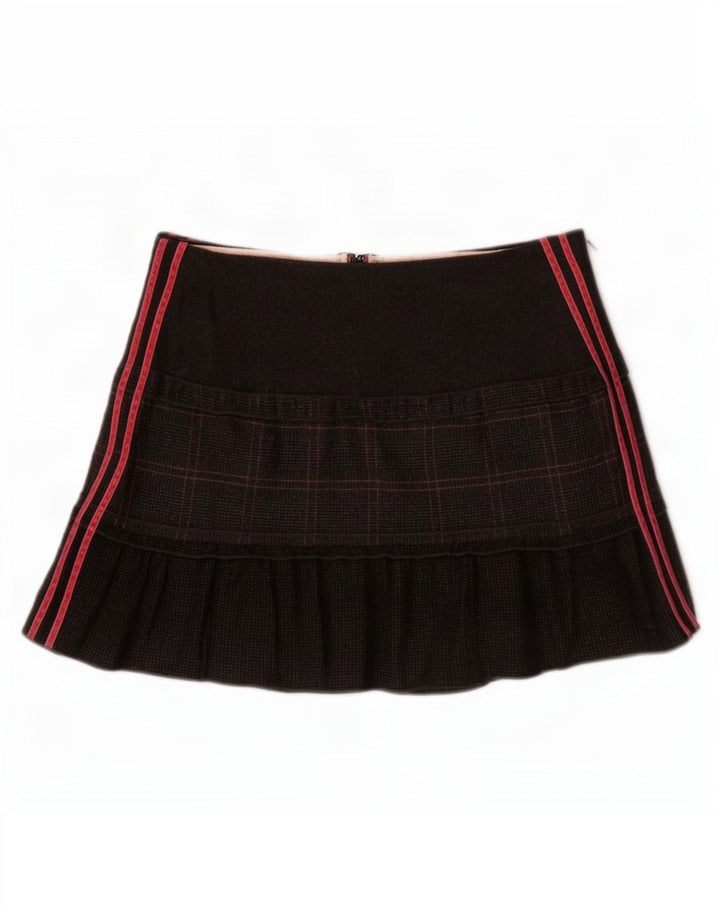Fusta mini pentru femei Benetton IT 44 Medium W30 Lână virgină cu carouri gri