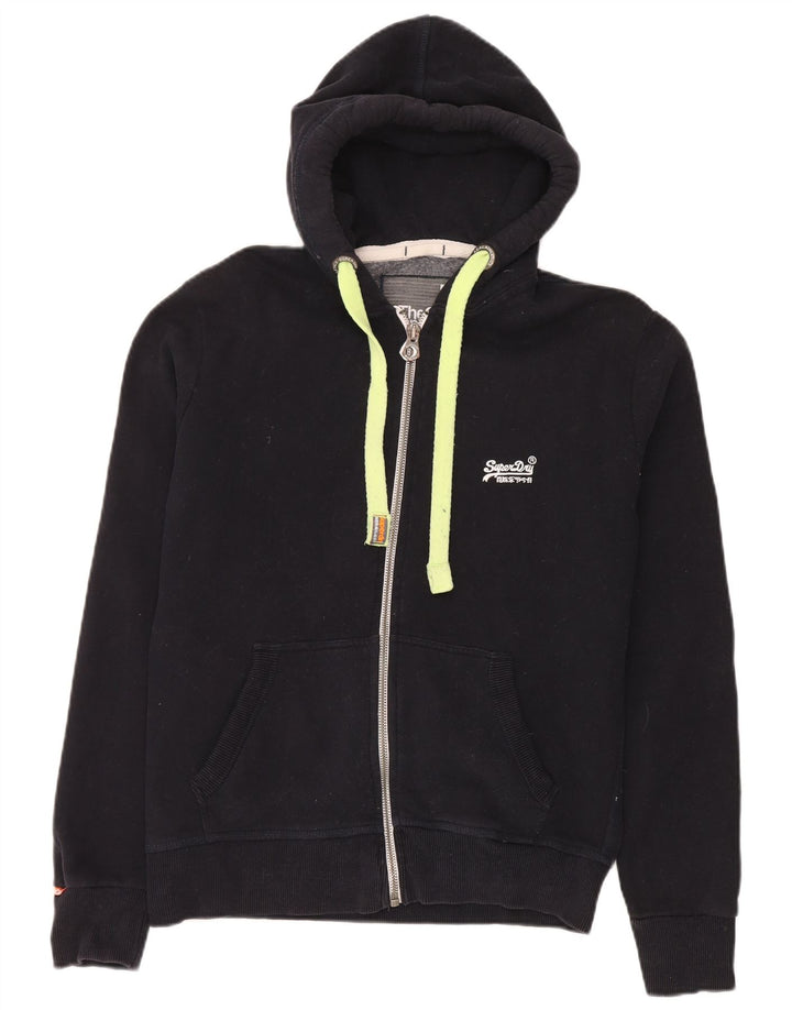 Pulover Superdry pentru bărbați, cu fermoar, bumbac, albastru bleumarin