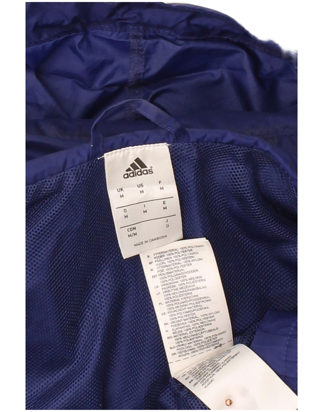 ADIDAS Mens Graphic Rain Jacket UK 38 Medium Navy Blue