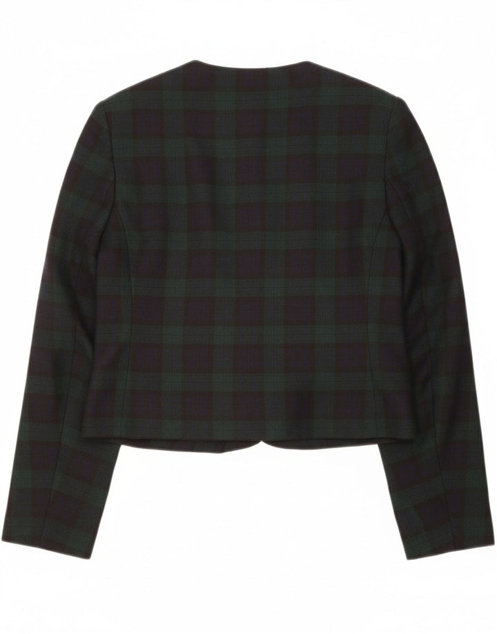 RICHARDS Womens Crop 3 Button Blazer Jacket UK 12 Medium  Green Check